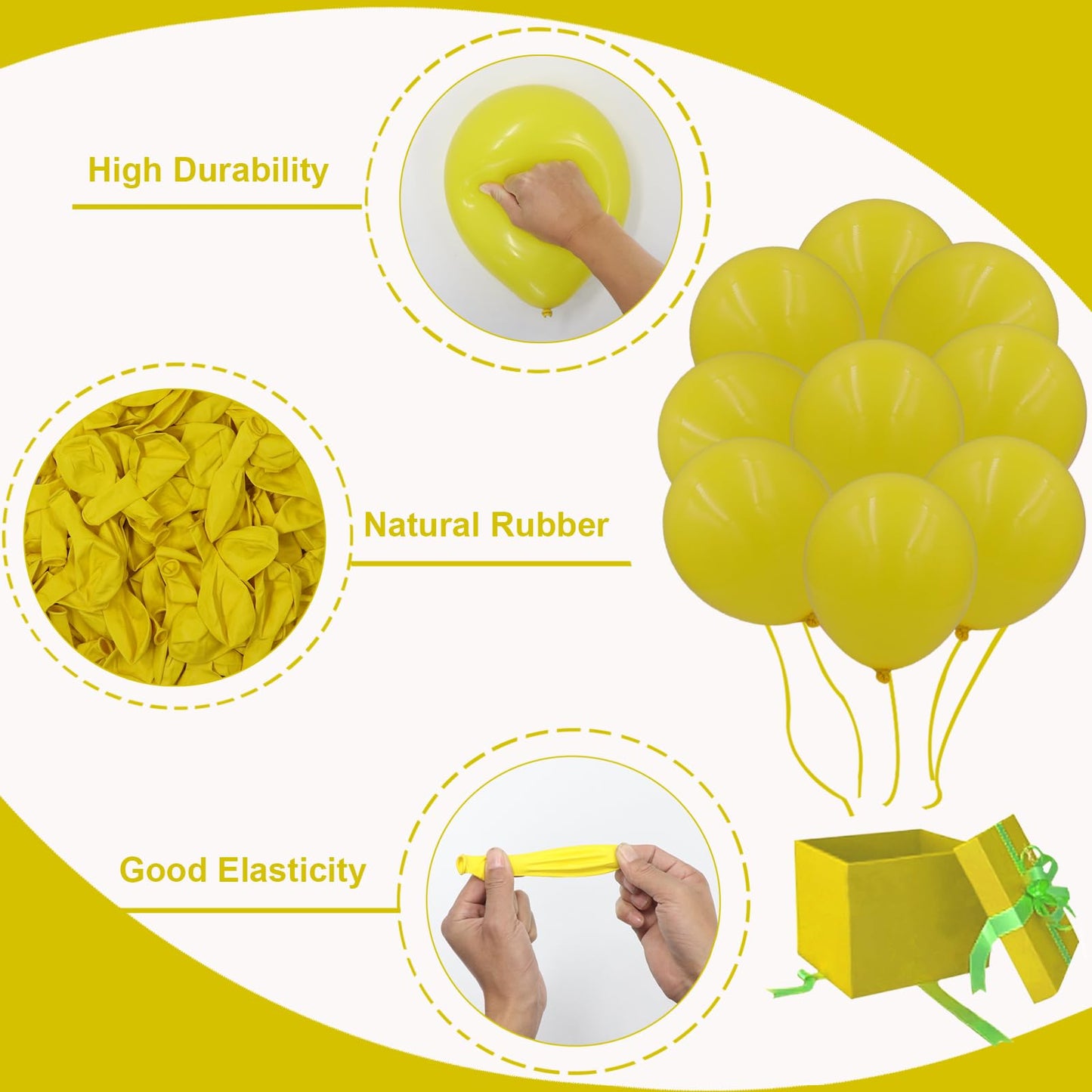 Yellow Balloons In Different Sizes 5 10 12 18Inch-134Pcs Yellow Balloons For Garland Arch