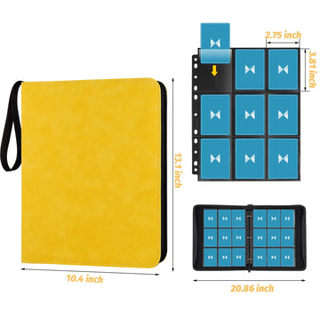 GERMUN 720 Card Binder  enhanced Trading Card Binder  9 Pocket Double Sided Pocket PU Card Collection Binder  Collector Card Album  Card Folder for MTG  TCG  Sports Cards  Game Cards (Yellow)