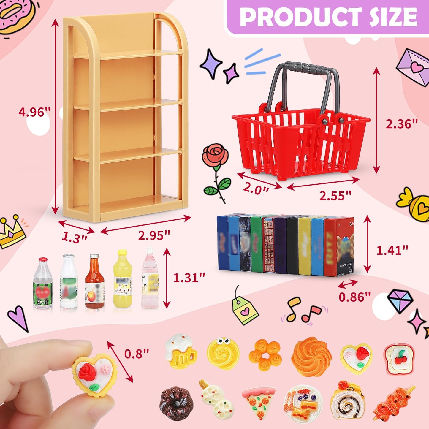 170Pcs Miniature Supermarket Shelves Furniture Model Doll House Store Storage Bookshelf Accessories 4 Layers Shelf Display Rack