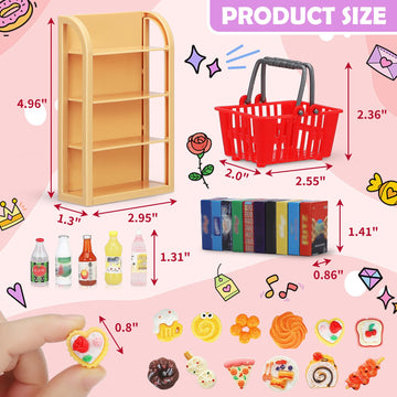 170Pcs Miniature Supermarket Shelves Furniture Model Doll House Store Storage Bookshelf Accessories 4 Layers Shelf Display Rack