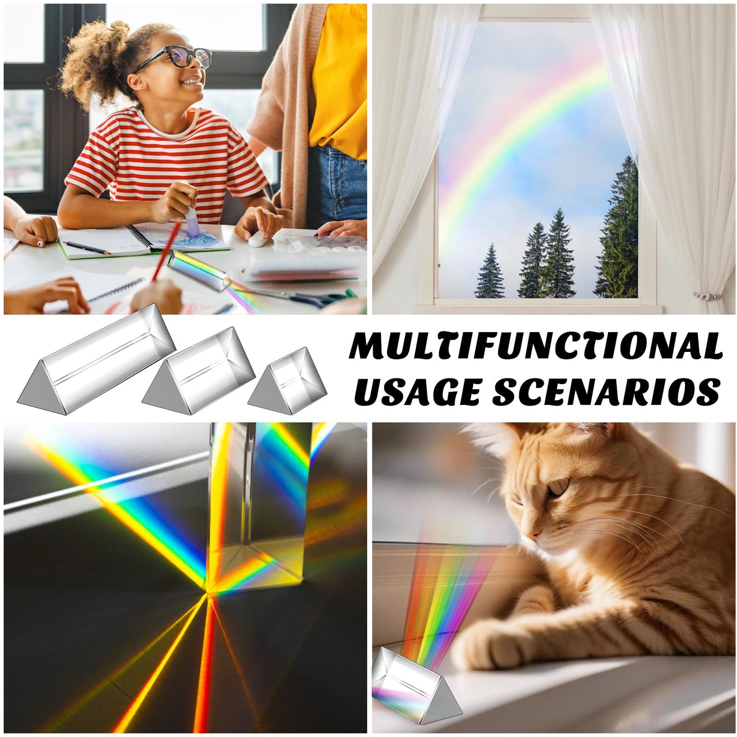Kanayu 12 Pack Clear Triangular Prism Optical Glass Triangular Prism Triple Prism For Photography Effects Physics Teaching Light