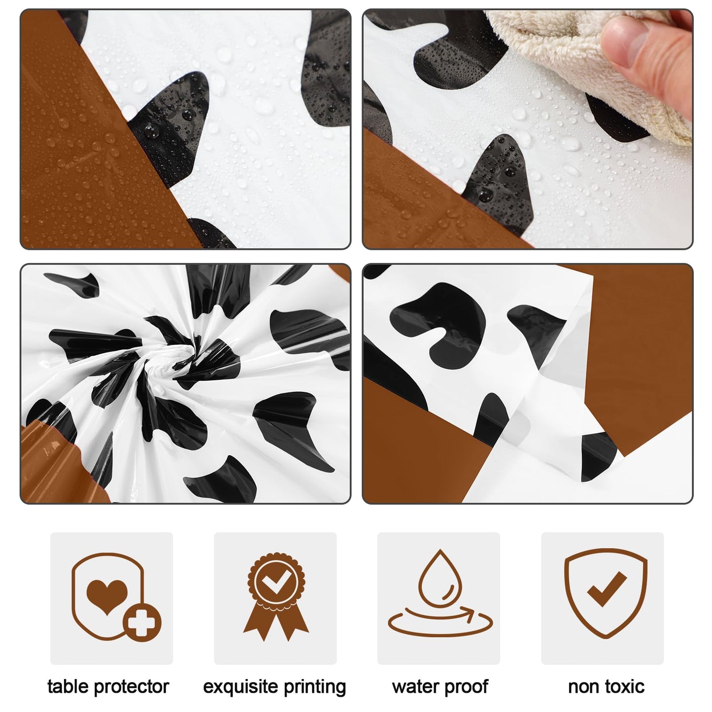 Remagr 54 x 108 Inch Cow Tablecloth for Party Decor Western Table Cloth Cowboy Print Plastic Rustic Table Runner Highland My Fir