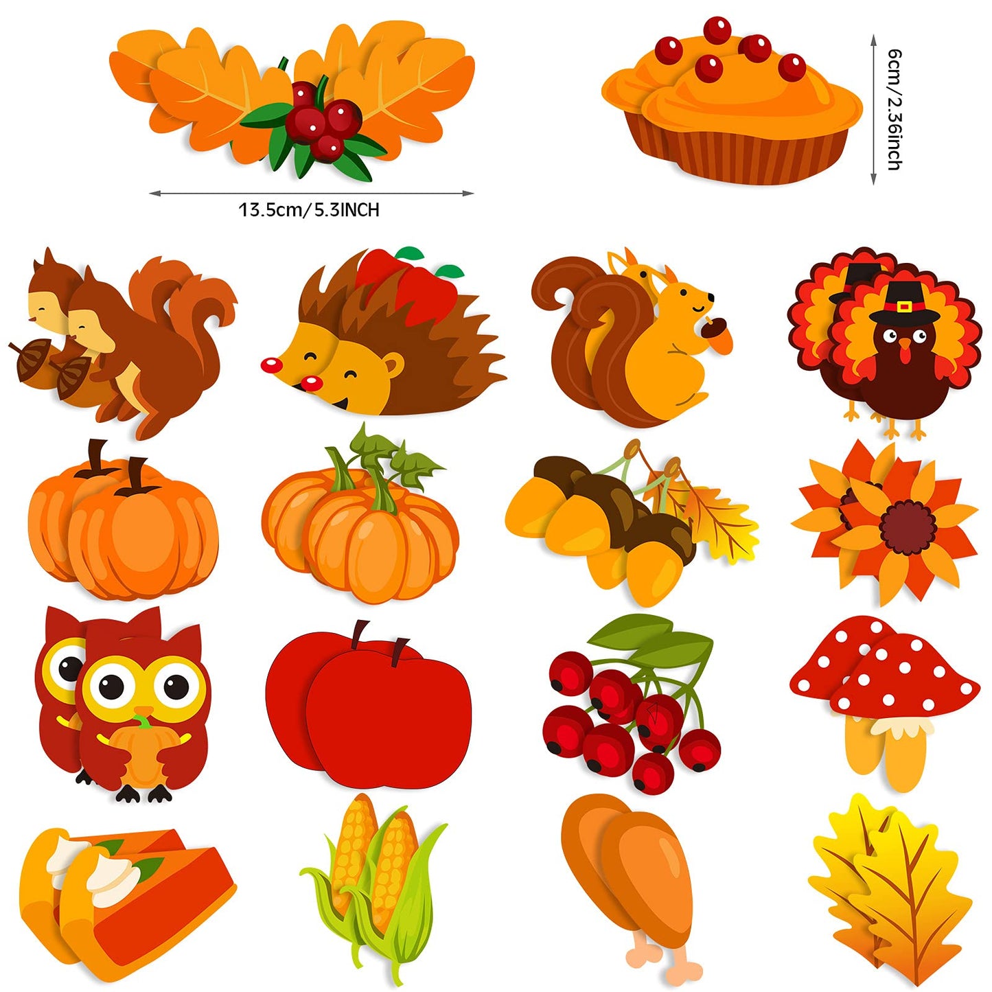 Tatuo 37-Piece Fall Craft Kit - DIY Turkey & Pumpkin Felt Set with 36 Leaves, Squirrel, Pine Cones - Classic Style, Approx. 35 x 20 Inches