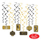 Beistle 24 Piece Roaring 20 Swirls 1920s Theme Party Decorations Dangling Whirls, 17-32, Black/Gold