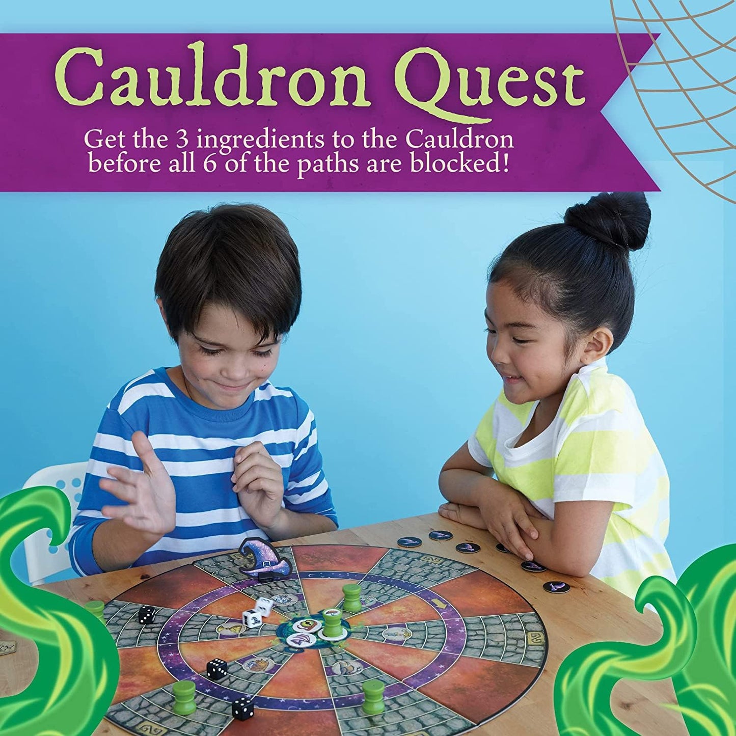 Peaceable Kingdom Cauldron Quest Game - Cooperative Potions & Spells for Kids, Medium Size, Cardboard Material, Model GMC6