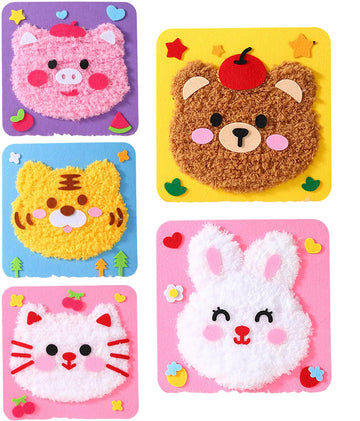First Sewing Kit for Beginner Kids Arts & Crafts, 5 Easy DIY Embroidery Projects Animal Dolls Set, Gift for Girls, Boys, Learn t
