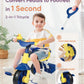 KRIDDO 2 in 1 Kids Tricycle, EVA Wheels, Push Handle, Age 18 Months to 3 Years, Blue