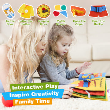 Richgv Baby Books Toys 6-12 Months, My First Story Book Busy Book 6-12-18 Months, Baby Montessori Toys Travel Toy, 10 Pages Pres