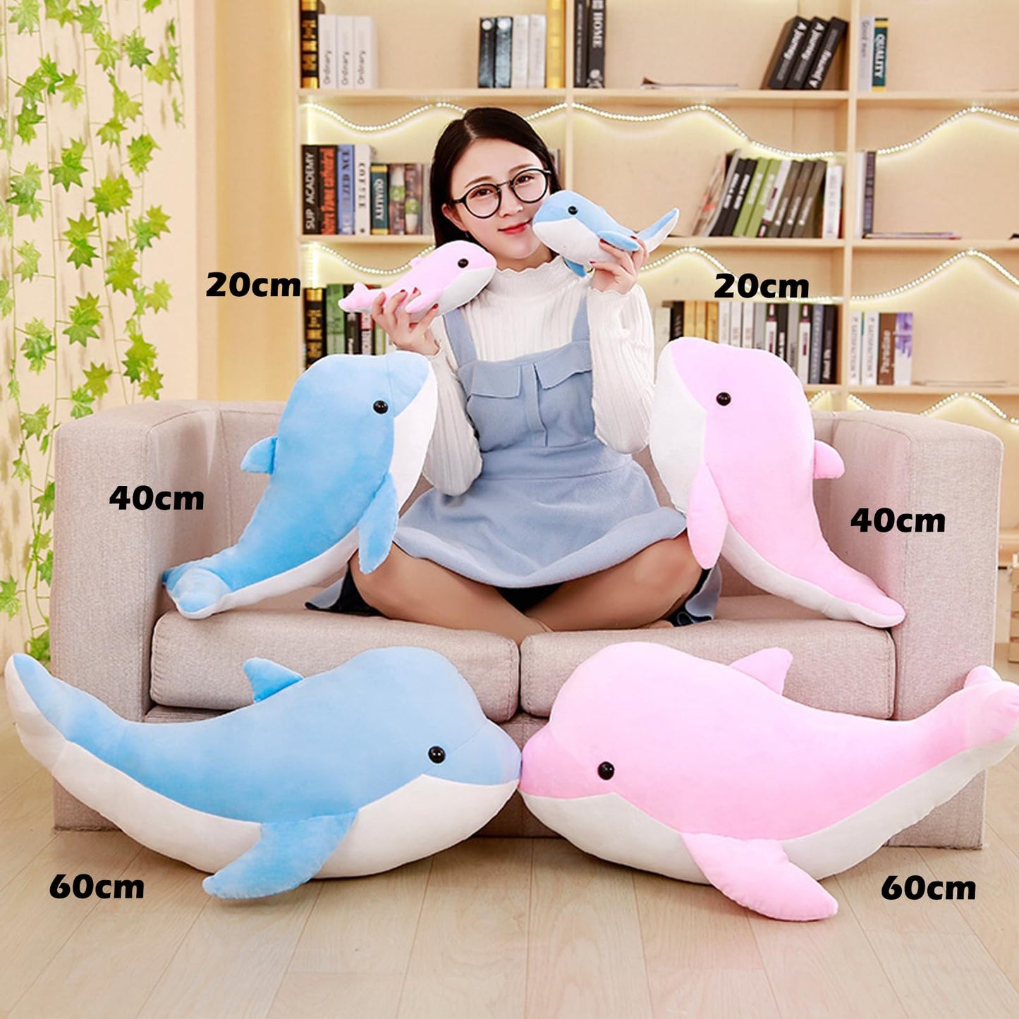 Lvpu 2Pieces Dolphin Stuffed Animals Plush Pillows Soft Sea Animal Plush Toys Dolls Stuffed Animal Plushies Gifts For Kids (Pink