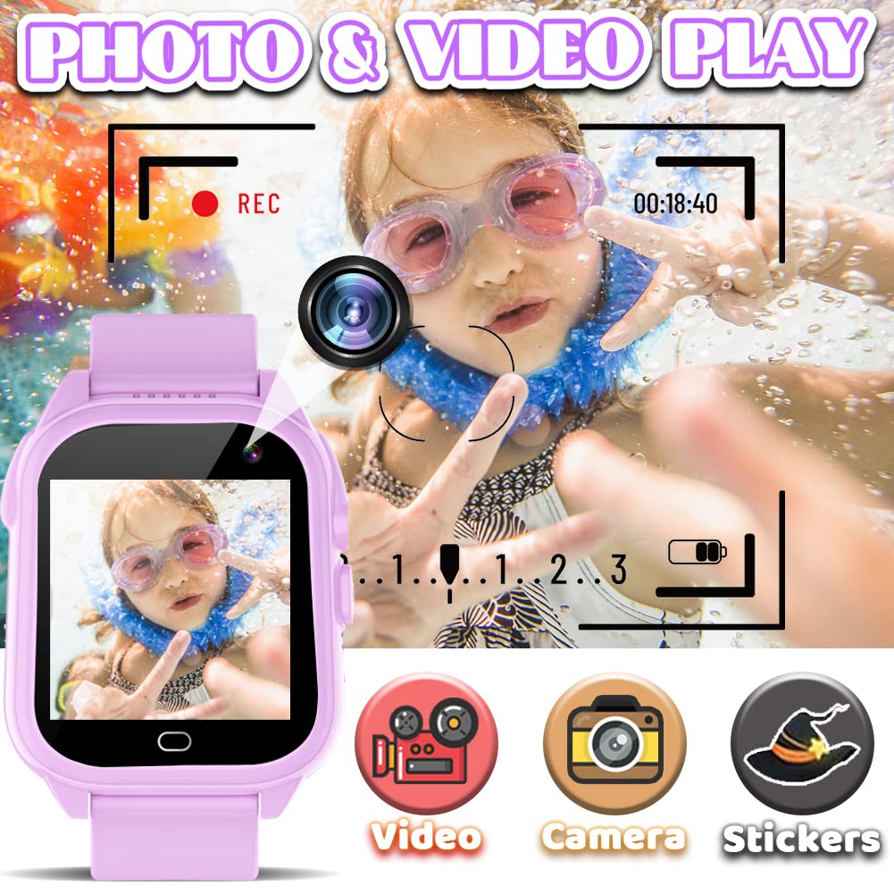 Waterproof Smart Watch For Kids 3-12 Years Boys Girls Learning Toys With 26 Puzzle Games Pedometer Camera Video Recording Music Player Alarm Timer Hd Touchscreen Toddler Watch Birthday Gift