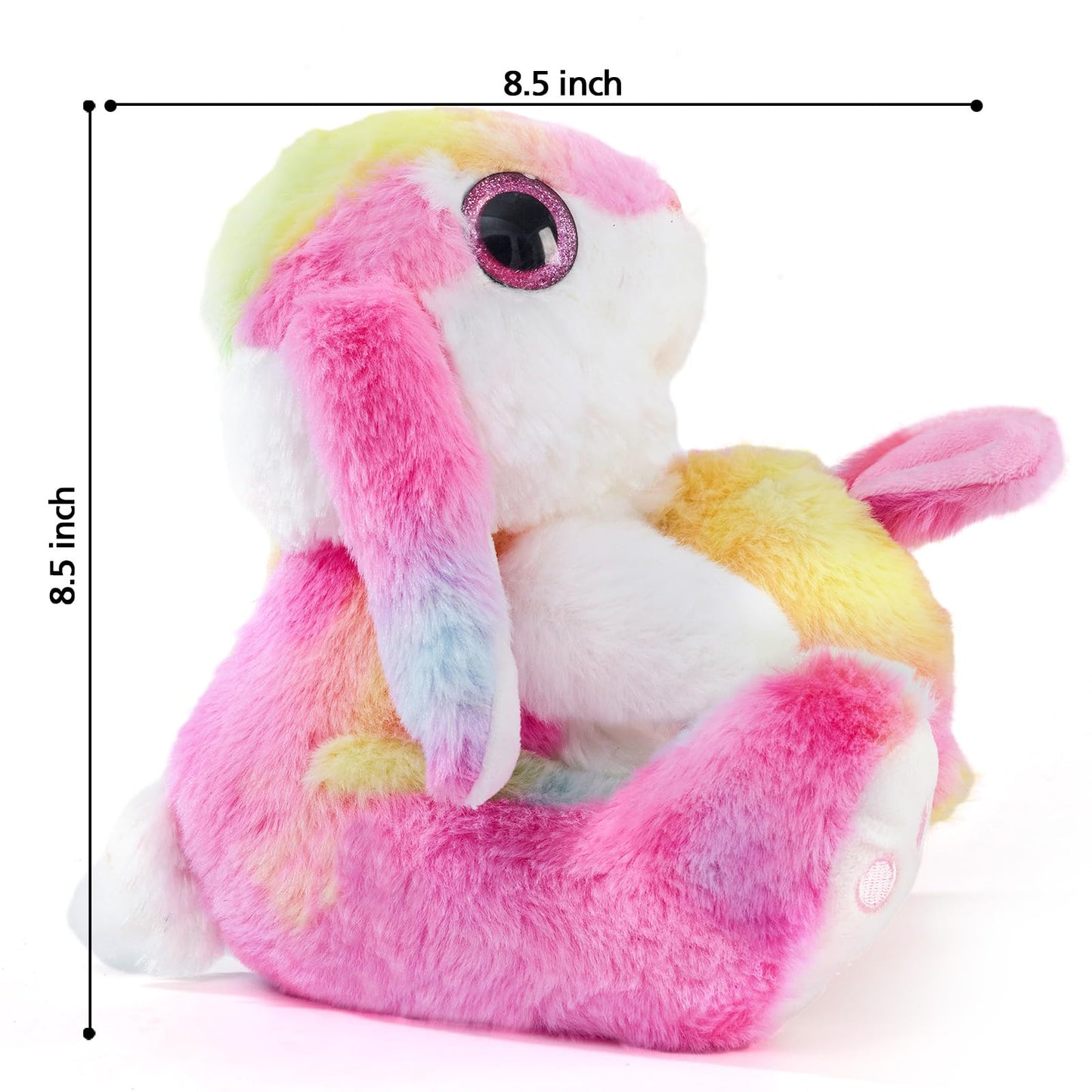 Nleio Easter Stuffed Bunny With Egg(Reversible), 8.5'' Plush Rabbit With Floppy Ears, Huggable & Washable Easter Stuffed Animals