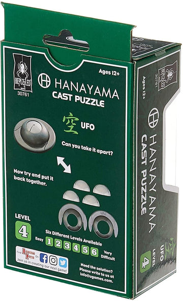 Bepuzzled | Ufo Hanayama Metal Brainteaser Puzzle Mensa Rated Level 6, For Ages 12 And Up