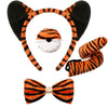 4 Pcs Kids Tiger Costume Kits Tiger Ear Headband Tail Nose Bow Tie Animal Tiger Fancy Costume For Halloween Cosplay Party(Vivid