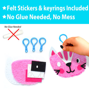 Krafun My First Sewing Animal For Kids, Beginner Art & Craft, 5 Easy Activities Stuffed Animal Dolls, Keyring Charms, Instructions & Felt Materials For Learn To Sew, Embroidery