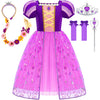 Aolliya Princess Dresses For Girls Puff Sleeve Princess Costume Purple Princess Dress Up Clothes For Halloween Cosplay Party