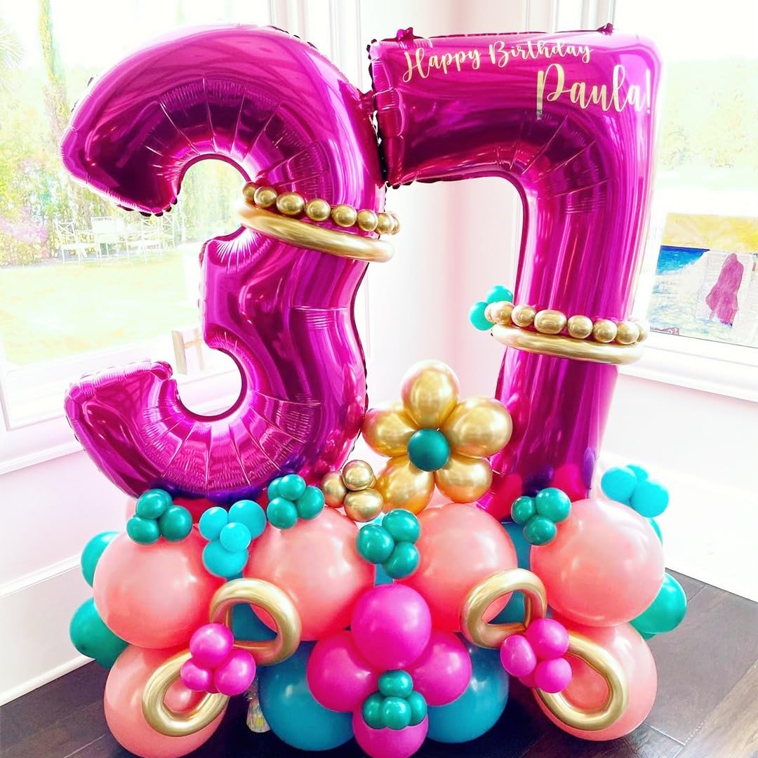 7 Balloon Number Hot Pink 7 Birthday Balloon 40 Inch Foil Mylar Large 7 Balloon Numbers For Birthday Party Anniversary Festival