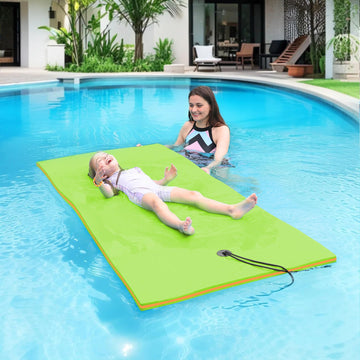 WARMOUNTS Lily Pad Floating Mat for 2 People, 8 x 4 FT Floating Mat Holds 360 Lbs, 3-Layer Tear-Resistant XPE Foam Floating Wate