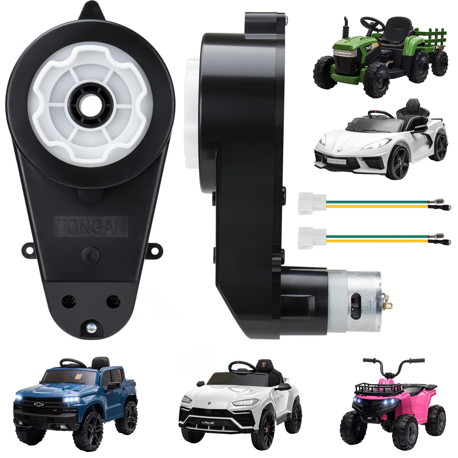24v Motor High Speed RS555-40000RPM 2Pcs Kids Ride On Car Gearbox for Power Wheels Motor Gearbox Upgrade Motorcycles Drive Engin