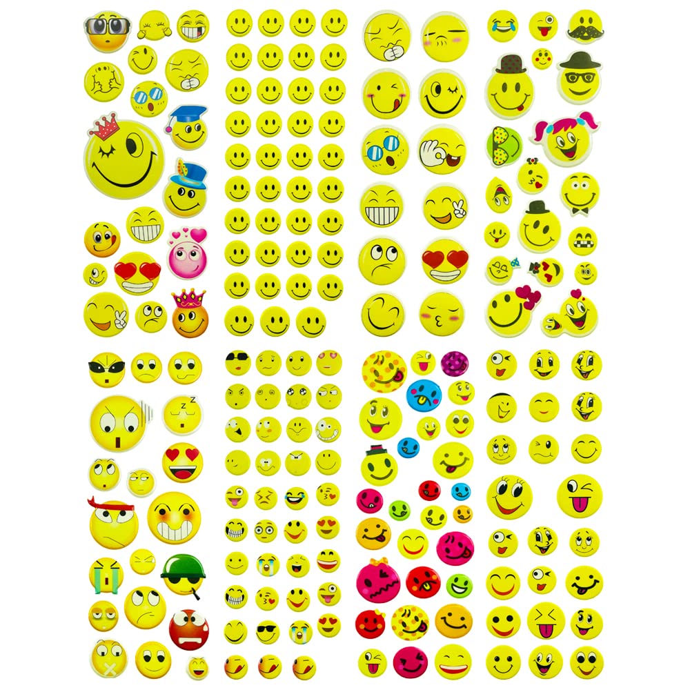 SIX VANKA 3D Puffy Stickers for Kids - 8 Sheets, Happy Smile Face, Fun and Colorful Design