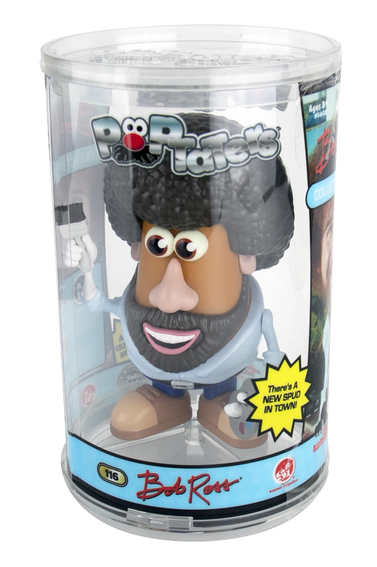 Super Impulse Poptaters Miniature Figurine - Bob Ross, Clear Plastic, Model 5402