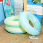 ShinyRelief 4 Pcs Inflatable Pastel Pool Floats 30'' Macaron Swim Inner Tube for Kids mature-themeds Swimming Rings Raft Floats Toys Summer Beach Swimming Pool Bachelorette Party Supplies(Yellow Blue)