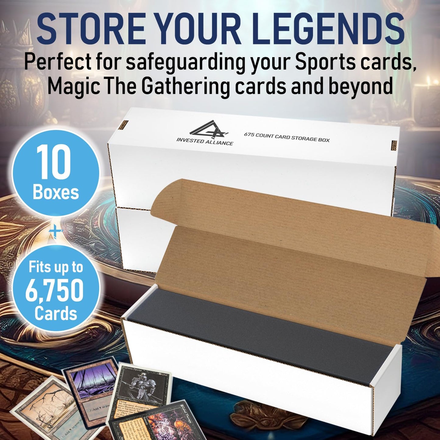 enhanced Cardboard Storage Boxes For Trading Card | Trading Card Storage Box  Organizer For Sports  Baseball  Football  Basketball  MTG & TCG Collector Cards  Sports Cards Box Holder  Magic Boxes Bulk.