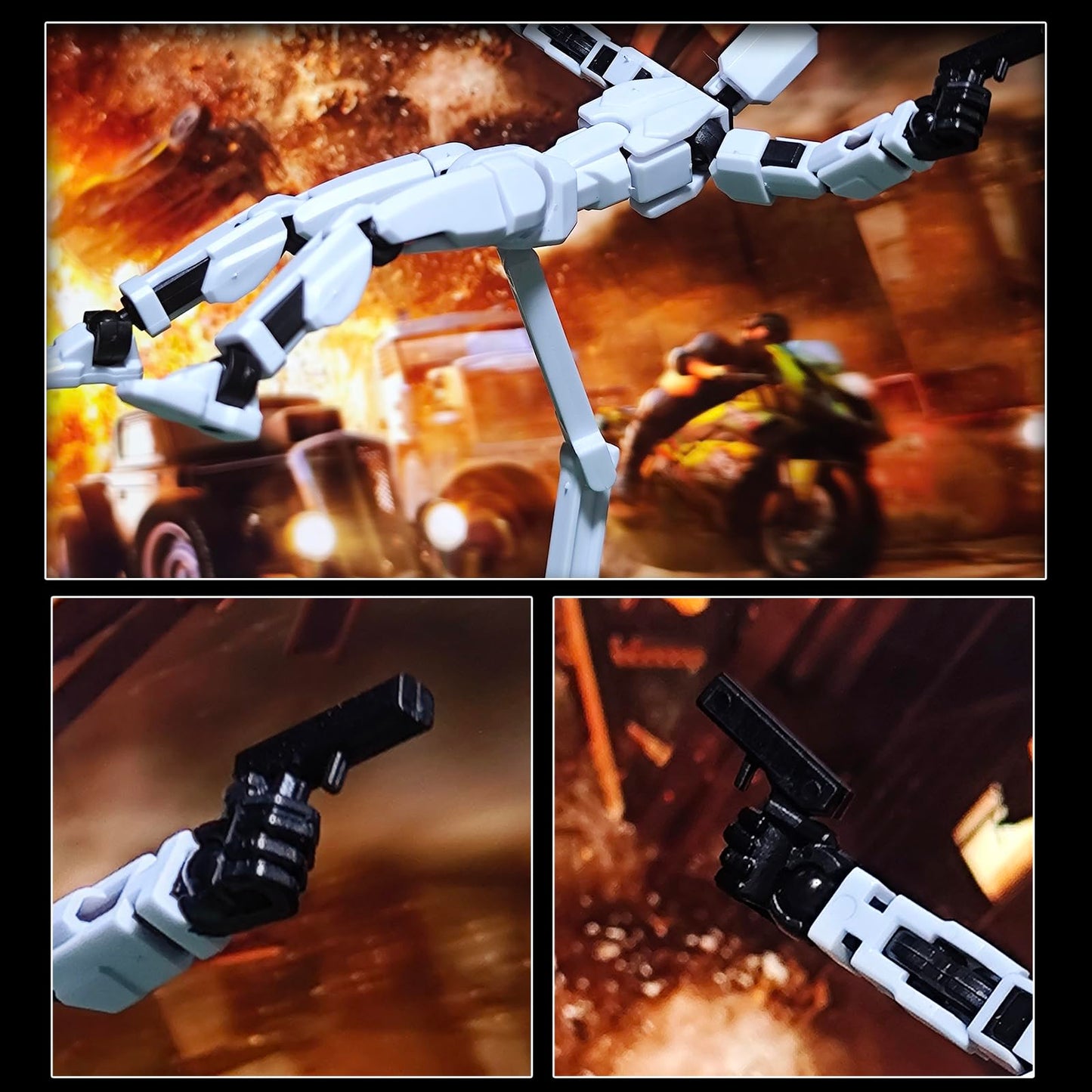 T-13 Action Figure with Pose Stand Anime Robot Building Toy Sets Lucky Puppet Joints for Boys Girls Men Women Multi-Jointed Moveable Dummy Desk Decoration Desktop Ornament for Game Lover White