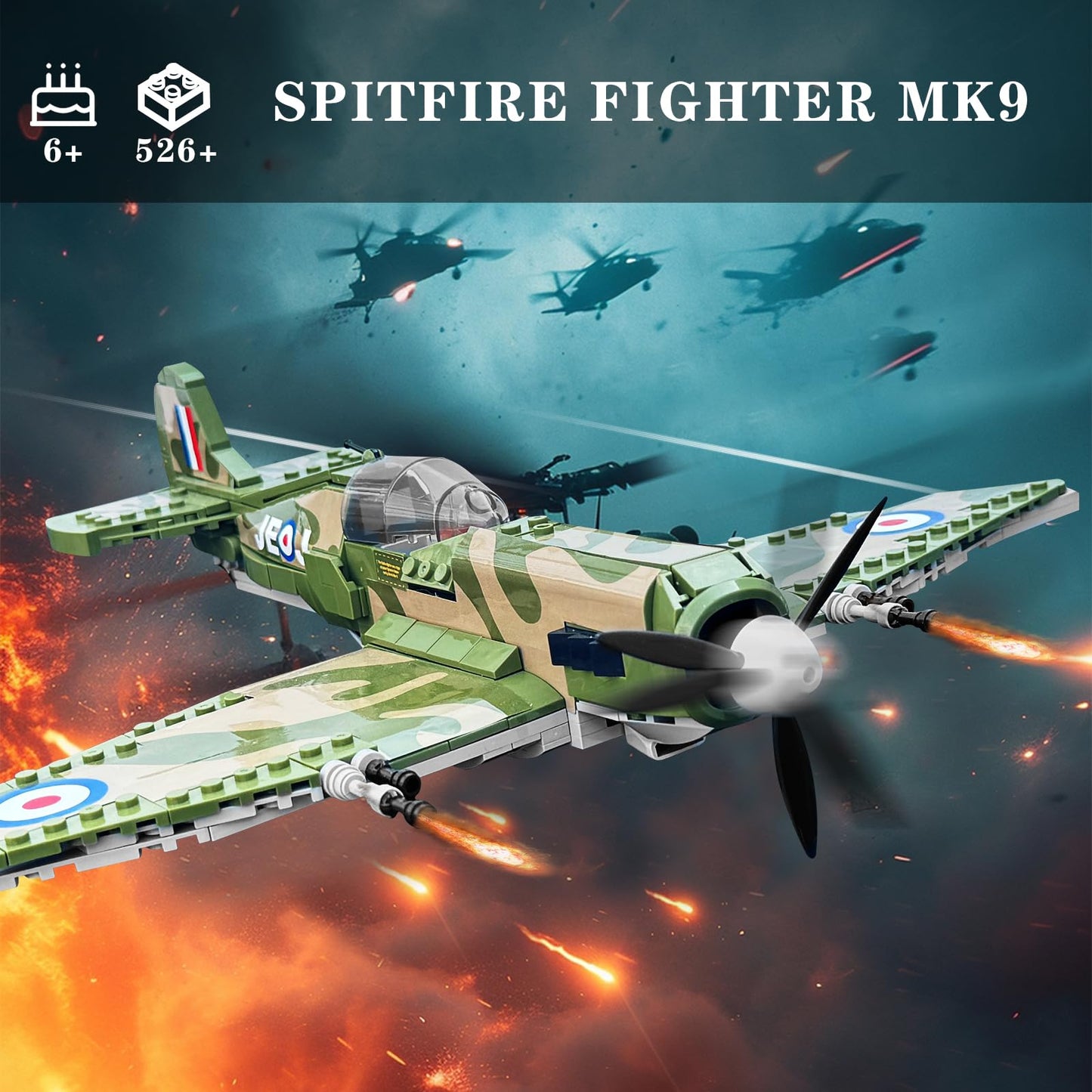 Lovlaugh Spitfire & Bf-109 Military Plane Building Blocks Set - 997 Pcs - Detailed Wwii Fighter Aircraft Models For Adults And K