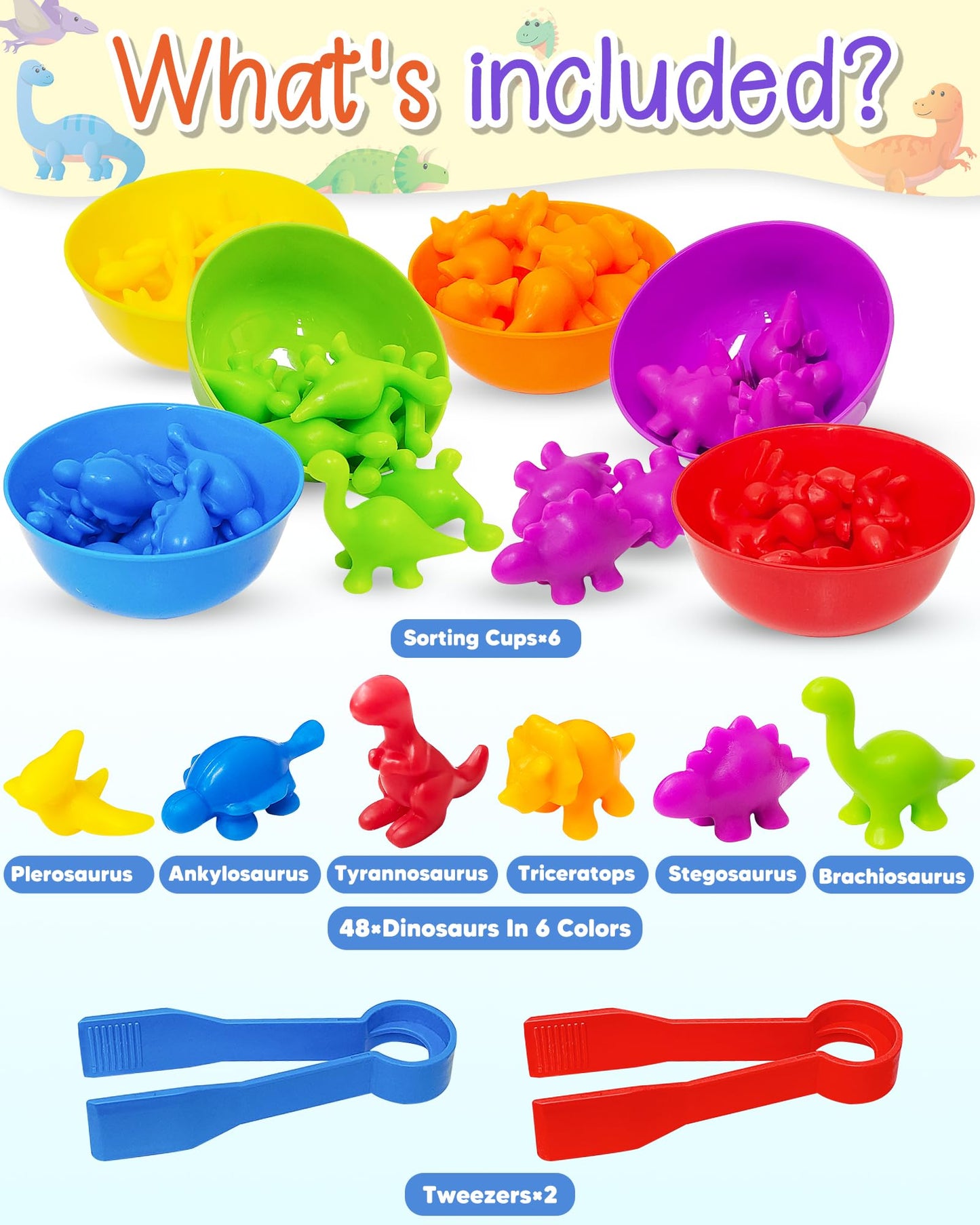 Yetonamr Counting Dinosaurs Montessori Toys For 3 4 5 Years Old Boys Girls, Toddler Preschool Learning Activities Toys For Kids Ages 2-4, 3-5, 4-8, Birthday Gifts Sensory Toys
