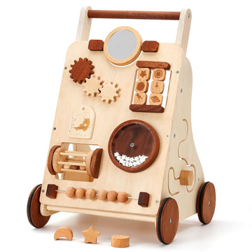 Woodtoe Wooden Baby Walker, Adjustable Speed Push Walker, Montessori Walker for Boys and Girls, Baby Activity Center, Sit to Sta