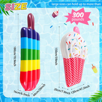 Libima 2 Pcs Giant Pool Floats Large Fruit Food Float Inflatable Pineapple Eggplant Watermelon Ice Lolly Cupcake Pizza Hot Dog R