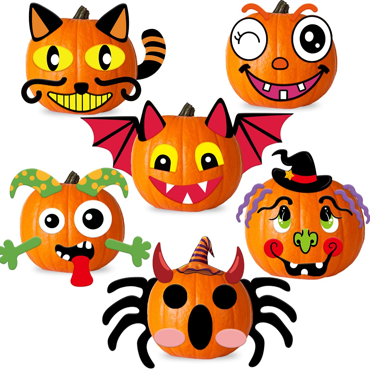 Pumpkin Decorating Kits for Kids Craft Foam Stickers for Party Favor Supplies 18 Pack