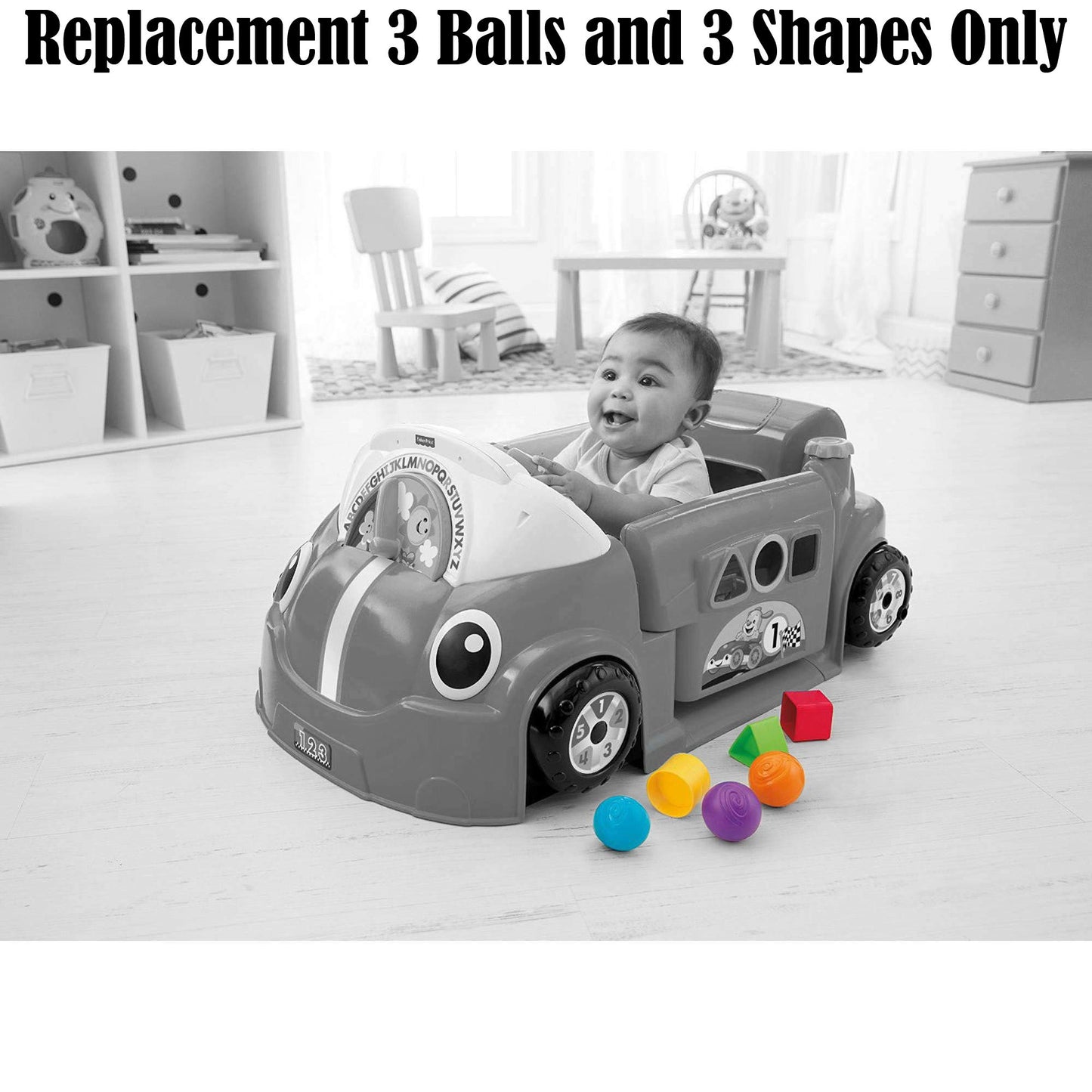 Replacement Parts for Fisher-Price Laugh and Learn Smart Stages Crawl Around Car - DJD09~3 Balls and 3 Shapes ~ Also Works with