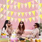 Lemon Party Decorations - 3PCS Lemon Bunting Banners, Pink and Yellow Lemon Triangle Banner Garland for Lemonade Wedding Engagem