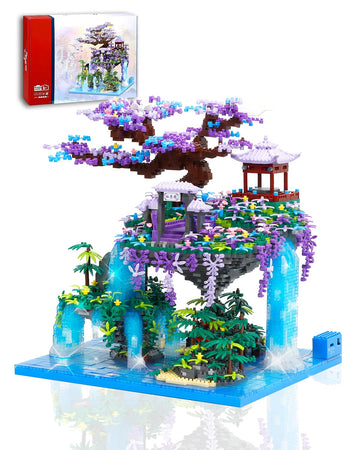 Kimiangel Cherry Blossom Bonsai Tree Set With Lights, Collectible Of Japanese Sakura Tree House Model Building Kit, Birthday For Kids Age 14+&Adults Chineses Architecture