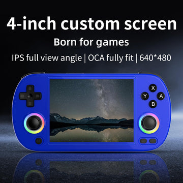 Rg40Xxh Handheld Game Console 4.0-In 640*480 Ips Screen 3200Mah 64Bit System Blue