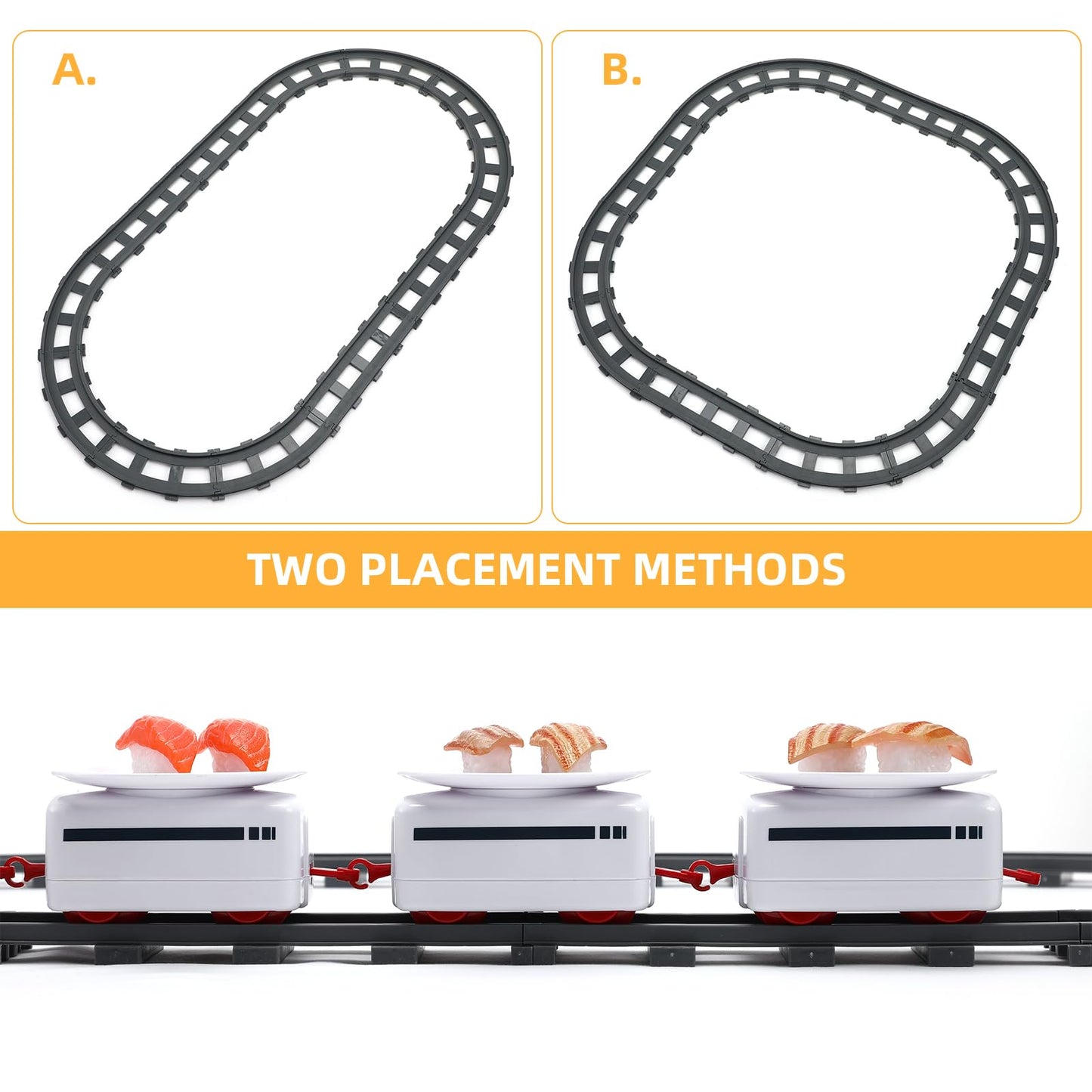 Toyandona Sushi Train Set Rotating Table Food Train Battery Powered Electric Train Toy Under Christmas Tree Train Track For Kids