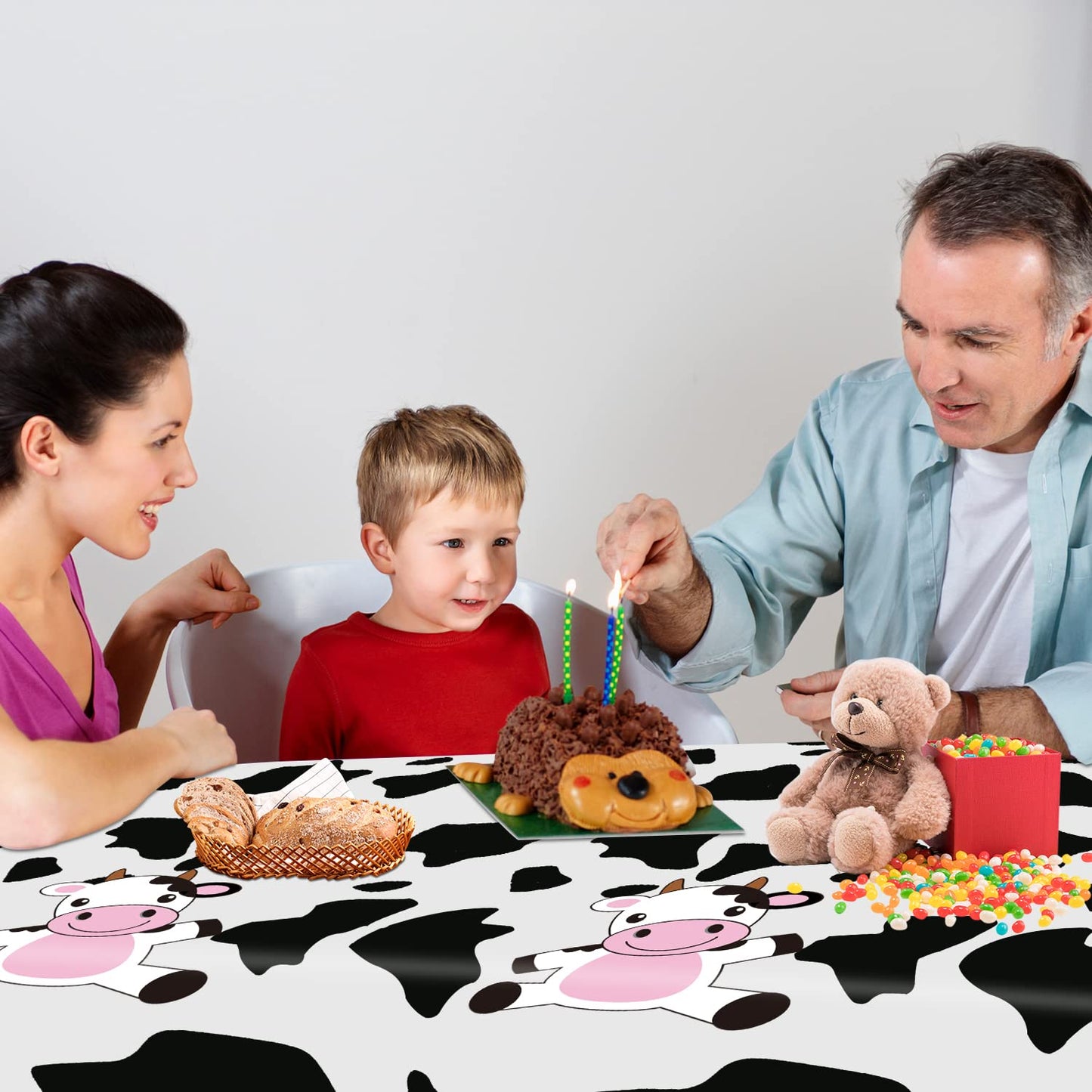 8 Pcs Cow Print Plastic Tablecloth, Farm Animal Themed Parties Tablecovers For Cow Theme Birthday Party Supplies, Black And Whit