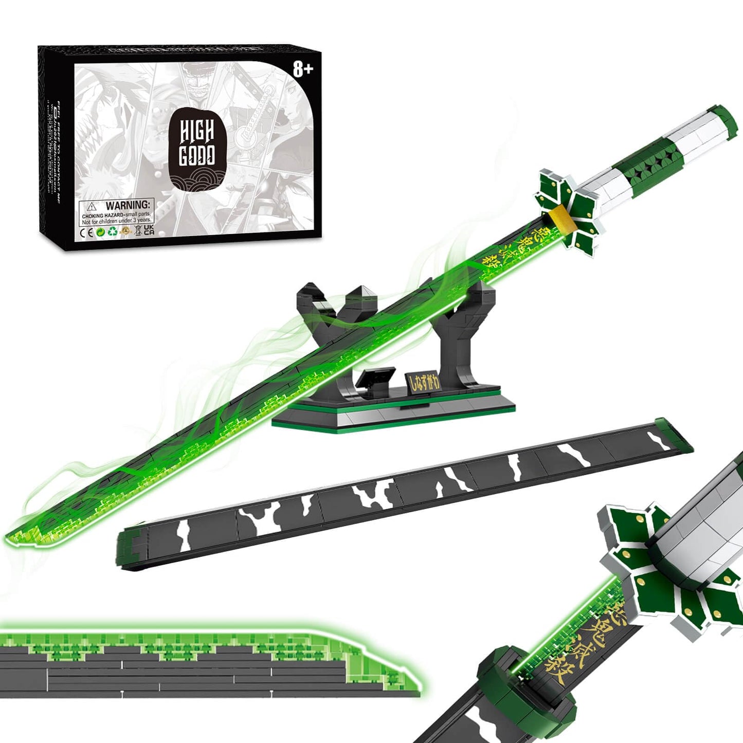 HIGH GODO Demon Slayer decorative replica blade Building Set  39in Sanemi decorative replica blade Building Block with Scabbard and Stand  Anime Katana decorative replica blade Set  Collectible Gifts Toys for mature-themeds Kids 8+ (710 Pcs)