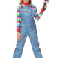 Besserbay Halloween Girls Blue Scary Jumpsuit Horror Killer Doll Front Pocket Clothes Overalls With Striped Shirt 4 Years