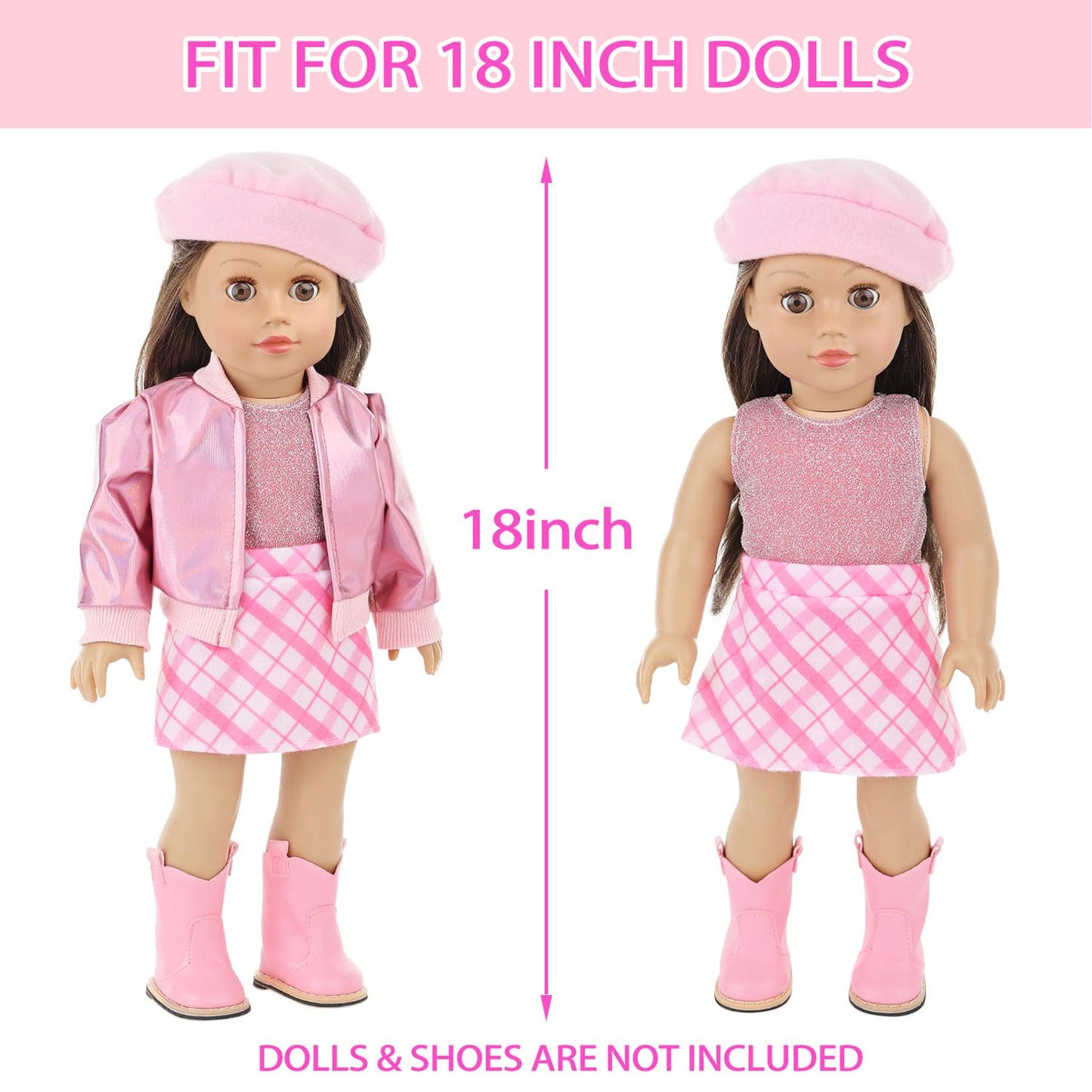 Ecore Fun 17-Piece 18 Inch Doll Accessories Cosmetic Set With Backpack & Outfits | Pretend Play Makeup Kit For 18'' Dolls | Incl