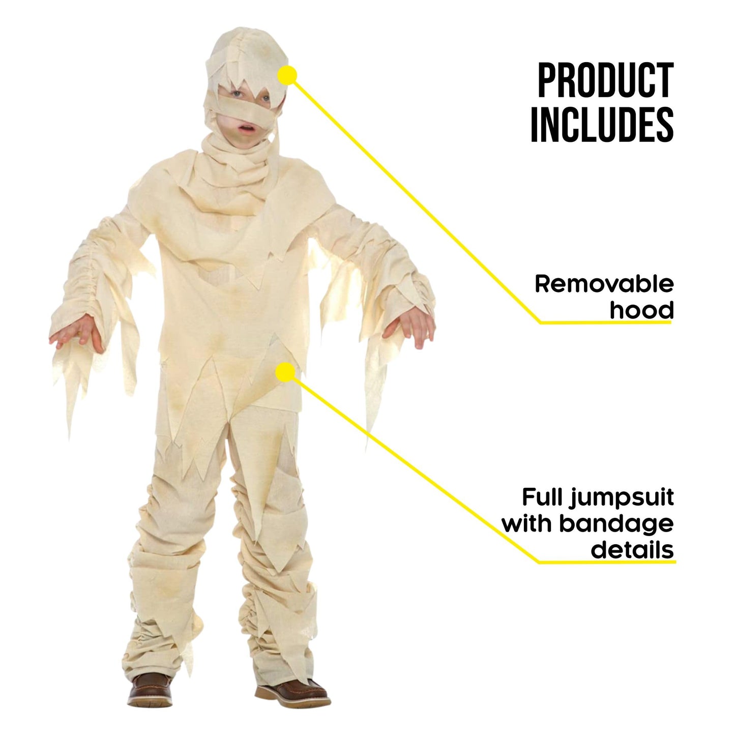 Morphsuits Kids Mummy Costume For Boys And Girls, Halloween Mummy Outfit, Spooky Costume For Kids, Fun Dress-Up, 7-9 Years