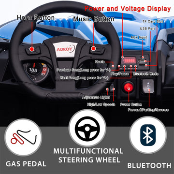 Nitoess 24V 2 Seater Ride On Truck For Kids,2Wd/4Wd Ride On Utv With Remote Control,Electric Toy Car,Xxl Ride On Buggy Rubber-Plastic Polymerized Tires For Kids,Max Load Capacity 200Lbs(Blue)