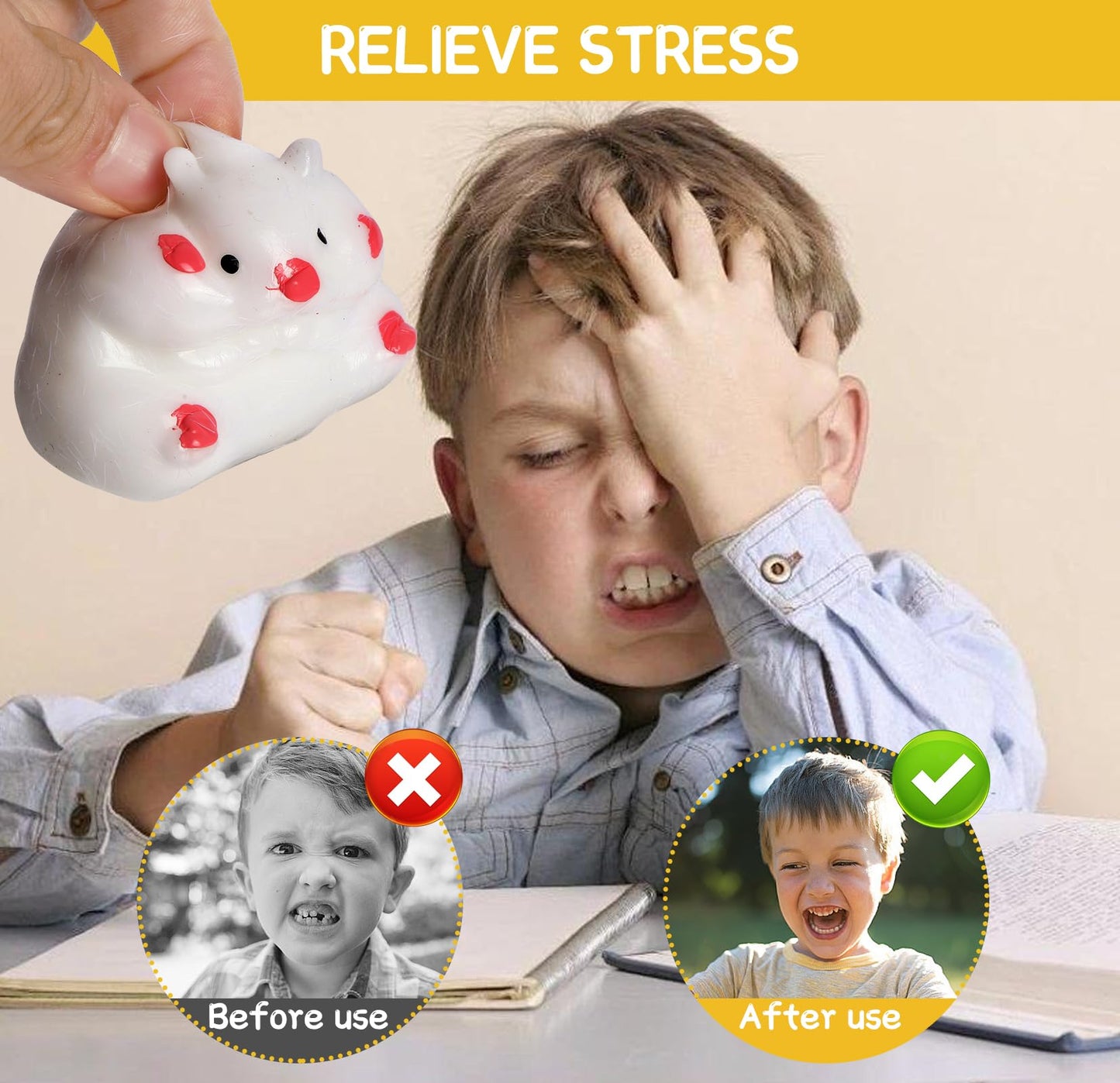 4 Pack Squishy Hamster Squishy Squeeze Toys, Cute Soft Cat Squishy Toys, Party Favors Fidget Toys Squishy Suitable Adults Kids,