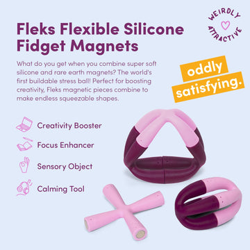 Speks Fleks Silicone - Fun Desk Toy For Adults & Teens 14+ | Sensory Gadget, Christmas Gift, Holiday Stocking Stuffer, Stress Relief Present, Office Desk Toy | 6-Piece Set, Mulberry