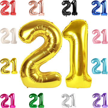 21 Balloon Number, Gold Number 21St Birthday Balloons 40 Inch, 21 Or 12 Years Old Gold Birthday Decorations For Men Women Him He