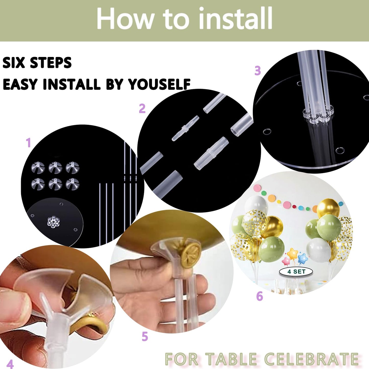 Balloon Centerpieces for Table, 28 Pcs Sage Green White Gold Confetti latex balloons with 4 Set 28 Balloon Stands for Table for