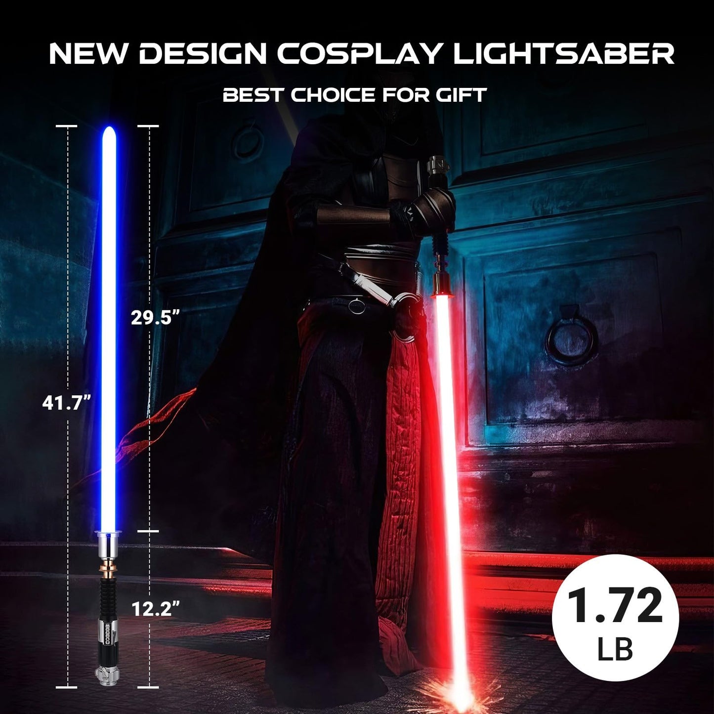 Cvcbser Rgb Dueling Lightsaber, Motion Control 39 Sets Sound Effects And 12 Colors, Smooth Swing Metal Handle Light Saber For Ad