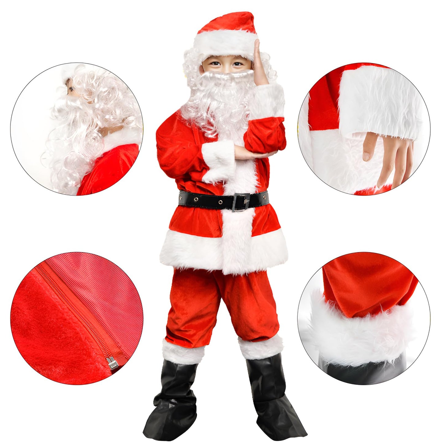 Children'S Santa Suit Christmas Child Santa Claus Costome Kids Halloween Costume Cosplay (Medium)
