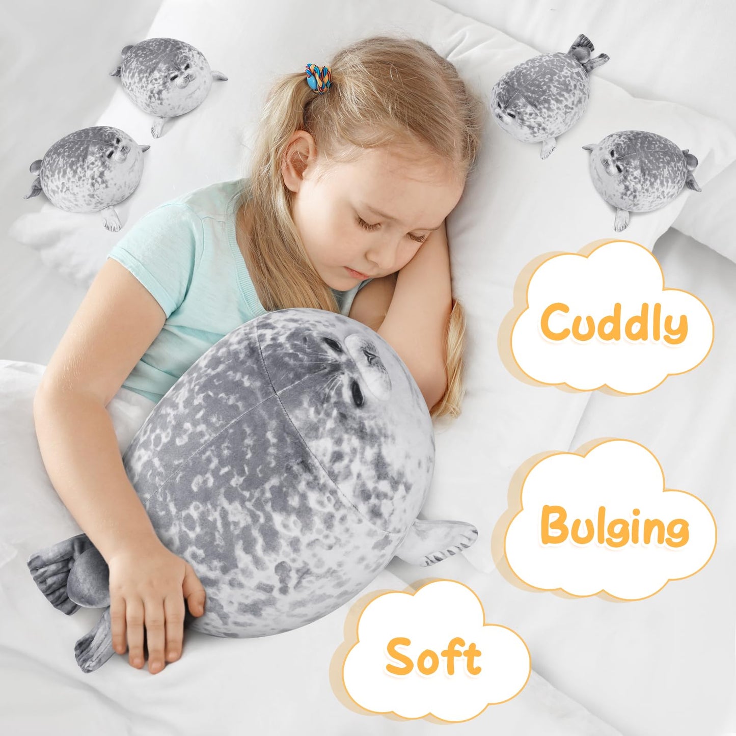 Kmuysl Seal Plush Toys For Girls Ages 3 4 5 6 7 8+ Year - Seal Mommy Stuffed Animal With 4 Babies In Her Tummy, Plush Toys Set For Girls, Kids, Ideal Christmas Birthday Gift
